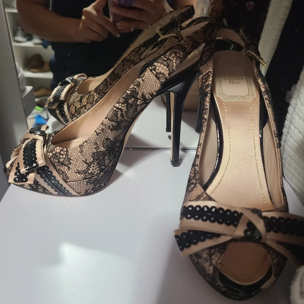 Christian Dior Printed Bow Accents slingback pumps - Picture 2 of 6